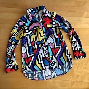 Big Dart Pop Art, Colorful Blouse, Abstract, Graphic, Geometric, Size M (EUR 38)
